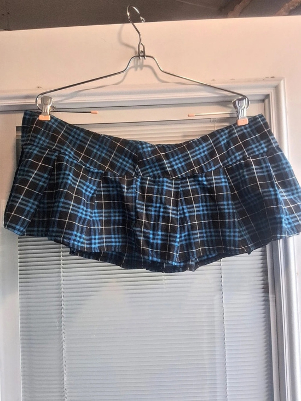 AvidLove Mini Pleated Plaid Skirt Blue & Black XXL